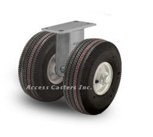 16PN290R 16&#034; Dual Wheel Pneumatic Rigid Plate Caster, 2000 lbs Capacity