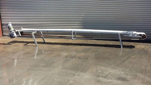 12” w x 16’ long ss incline conveyor with white food grade belting for sale