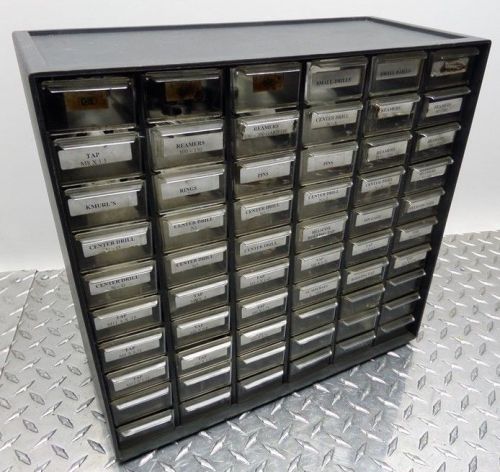 60 BIN DRAWER COMPARTMENT STORAGE CABINET w/ DIES BOLTS REAMERS TAPS