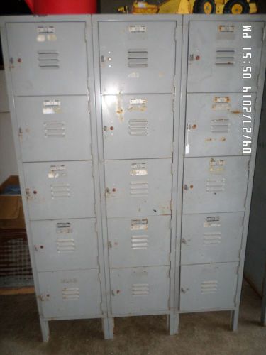 15 Door Lyon Old Metal Gym Locker Room School Business Industrial Age Cabinet a