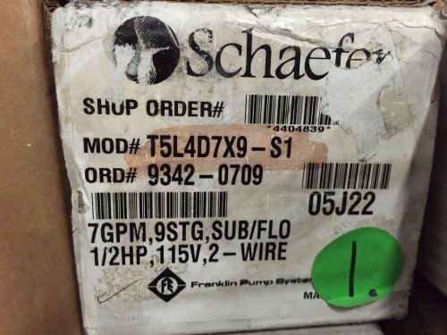Shaefer 1/2 hp 115v 2w 7 gpm pump and motor for sale