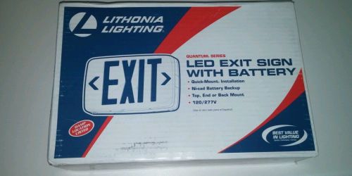 New lithonia lqm s w 3 r 120/277 led emergency exit sign red free shipping for sale