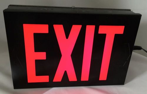 Vintage Exit Sign WORKING LIGHT Metal Black Red Man Cave Home Theater Emergency