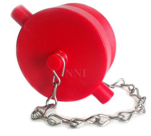 2 Pack - 2-1/2&#034; NST Fire Dept Connection Plug with Chain- ABS Red Plastic