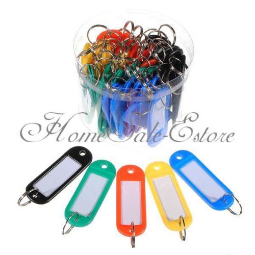 Lot of 50 plastic keychain key split ring id tags name card label language fob for sale