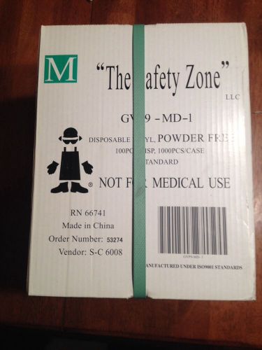 SAFETY ZONE POWDER FREE DISPOSABLE GLOVES 1000 CT. Size Medium