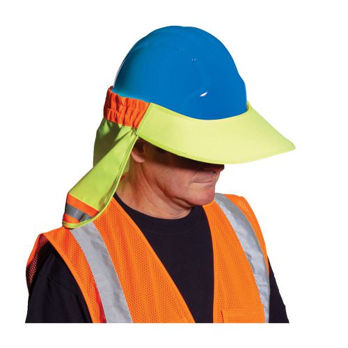 Hi visibility yellow hard hat visor w neck shield ez cool poly reflective for sale