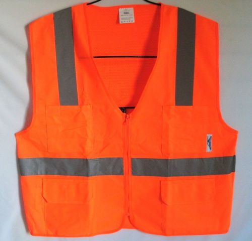 Size: Small Safety Vest Orange neon ANSI APPROVED Mod. TCSV1-OR-S: TRUECREST