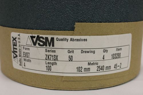 Vsm sanding belts zk713x ployester backing 4&#034;x100&#034; 50grit , anm03288 for sale