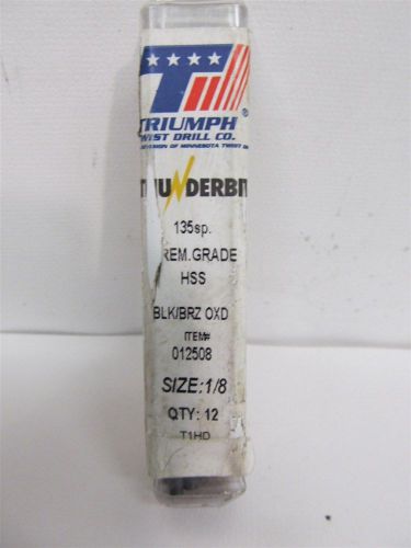 Triumph twist drill 012508, 1/8&#034;, hss, jobber length drill bits - 12 each for sale