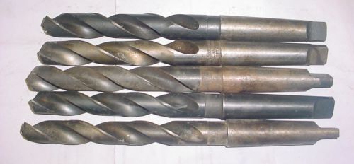 Lot of 5 twist drill,27/32&#034;,15/16,taper shank bit,11&#034; oal,hs,morse #3 high speed for sale
