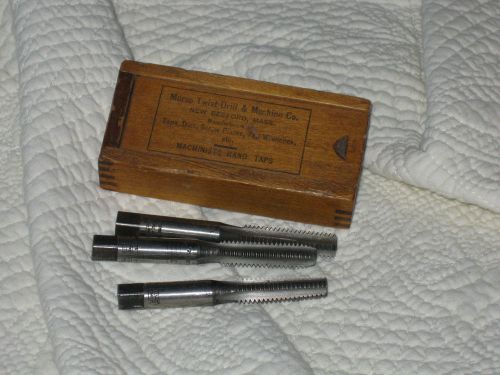 3 morse twist &amp; drill taps w/fingerjointed box 3/8 inch machinists hand taps for sale