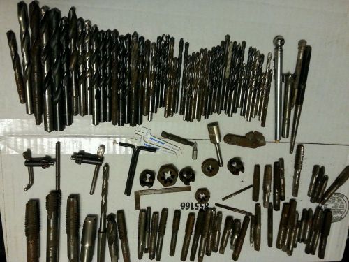 Collection of steel drill bits and tap and die