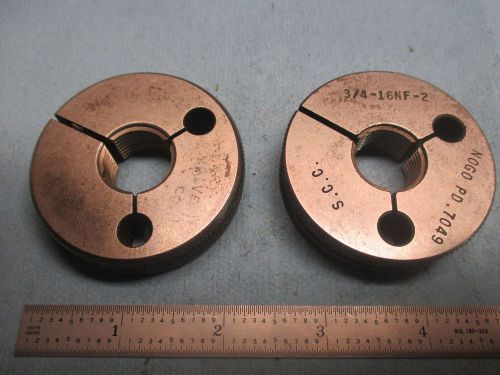 3/4 16 NF2 THREAD RING GAGE GO NO GO .750 P.D.&#039;S = .7094 &amp; .7049 TOOLING MACHINE