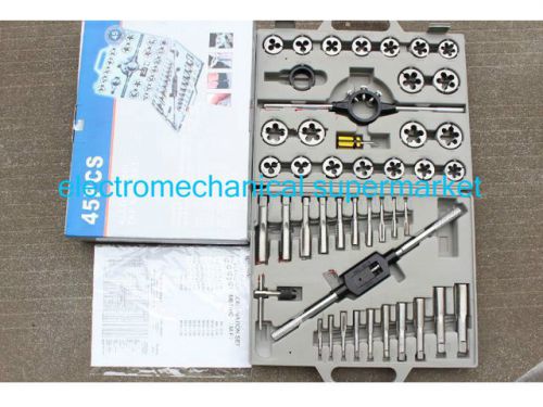 New 45 pcs 1/4 &#034; to 1 &#034; tap and die set free ship by ems for sale