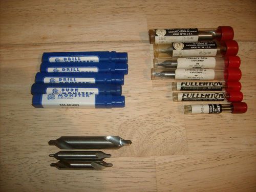Usa made center drill lot - lathe - drill monster - fullerton etc. 15 piece for sale