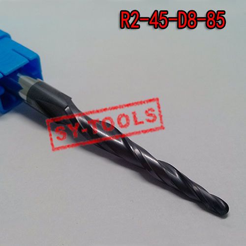 1pc R2*D8*45*85 Solid Carbide tapered Ball nose end mill coating TiAlN HRC55