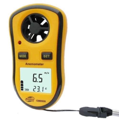 Lcd gm8908 digital handheld air wind speed meter anemometer thermometer tester for sale