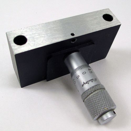 Mitutoyo Micrometer 1&#034; Shaft Mounted in Small Aluminum Block 0-50