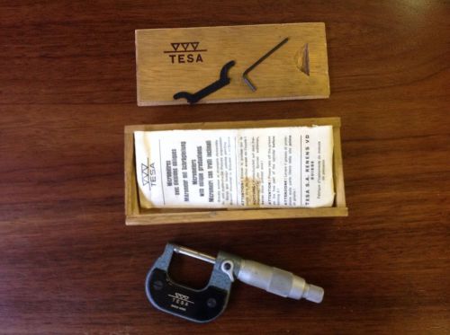 TESA MICROMETER SWISS MADE WITH WOODEN CASE AND TOOLS AND MANUAL