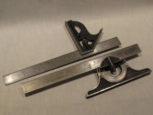 Vintage The LSS Co. L.S.Starrett No.4 Rule Hardened 12&#034; Combination &amp; Square Set