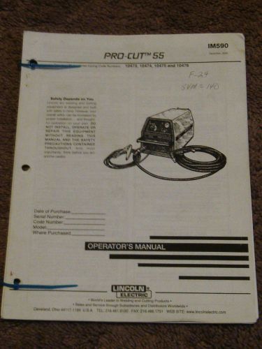 Lincoln Pro Cut 55 Operators Manual 10473 10474 10475 10476 Schematics Part List