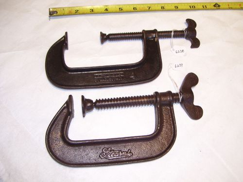 C Clamps, (2) Vintage STEARNS 4&#034; C Clamps, Syracuse, N.Y., USA, Butterfly Knobs