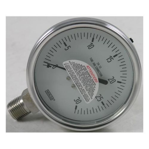 Wika t232.54 pressure gauge, 0-30 psi, 4&#034; dial w/ 1/2&#034; npt bottom mount, dry for sale