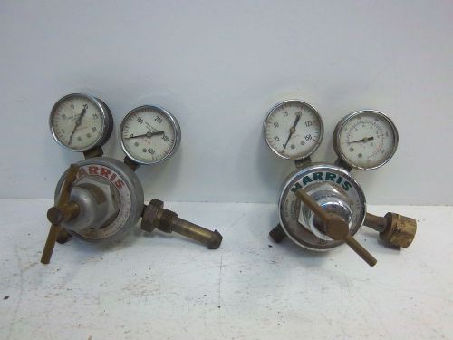 2 harris oxygen and acetylene regulators with gauges, 25-100 and 25-25 for sale