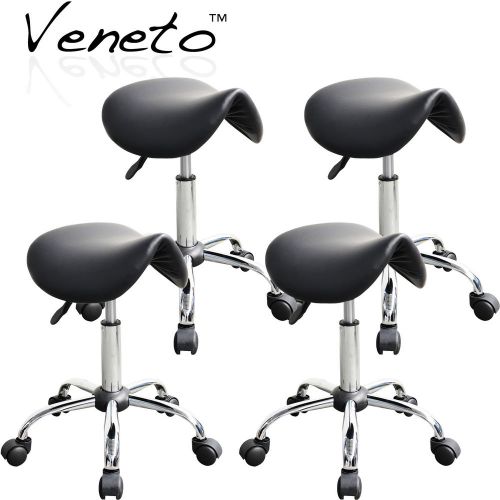 4 pc black hydraulic saddle stool studio dental tattoo salon massage spa dentist for sale