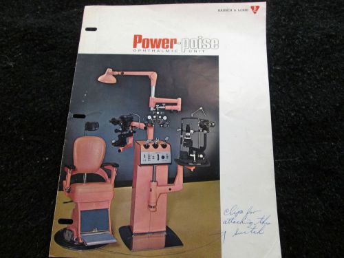 Vintage Bausch &amp; Lomb Dental Chair Power Poise Ophthalmic unit Brochure only 60s