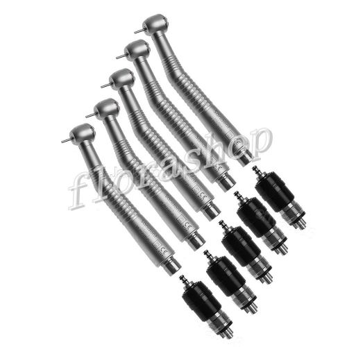 5pcs high speed handpiece large head air turbine push button quick coupler 4hole for sale