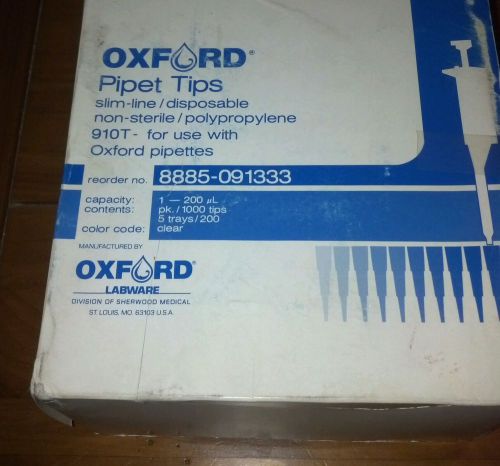 Oxford pipet tips slim-line/ disposable non-sterile 8885-091333 box of 1000; lab for sale