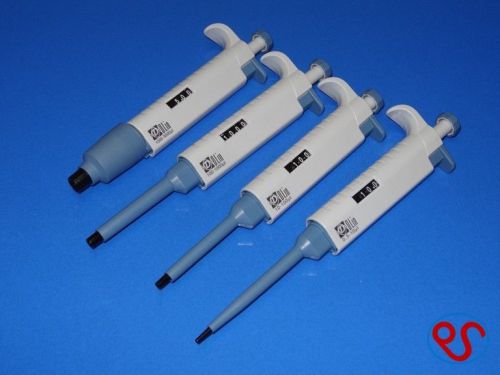 Set of 4 pipetters,10,100,1000 &amp; 5000ul, adjustable pipette,pipet,pipettor, new
