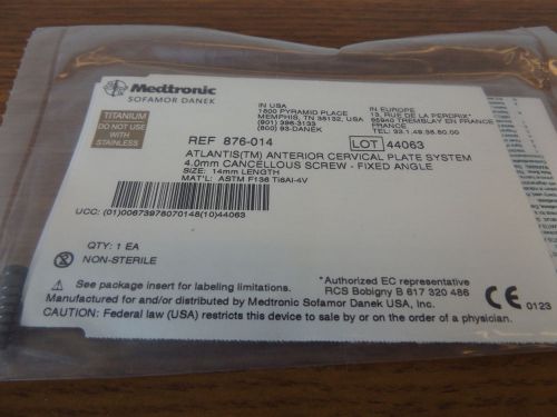 Medtronic 876-014 4.0mm x 14mm  bone screw for sale