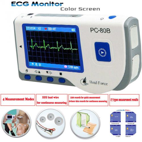 New Color LCD Portable Handheld ECG Machine EKG Heart Monitor CE FDA +lead wire