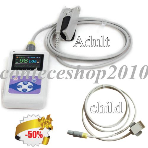 Ce oled handheld fingertip pulse oximeter cms60d+ 2 probes(adult &amp;child) free sw for sale