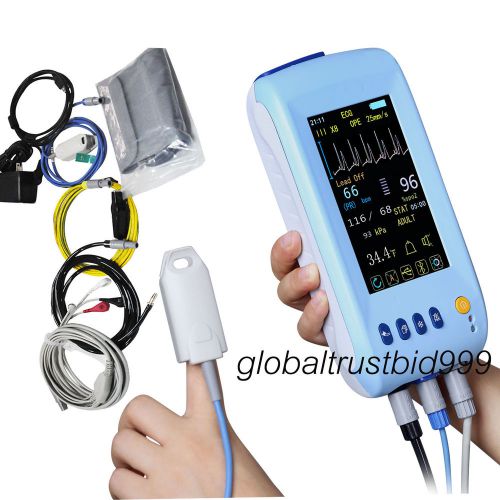 2015 portable Handheld 6 Parameter Patient Monitor NIBP SPO2 ECG TEMP RESP PR