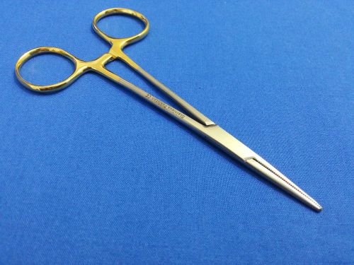 O.R GRADE MOSQUITO HEMOSTAT LOCKING SURGICAL FORCEP 5&#034; STRAIGHT WITH GOLD HANDLE