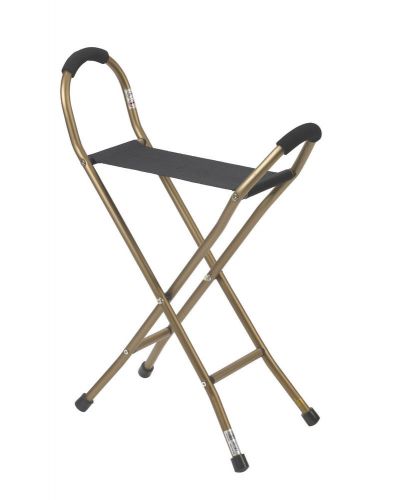 Drive Medical Deluxe Folding Aluminum Cane with Sling Style Seat, Bronze