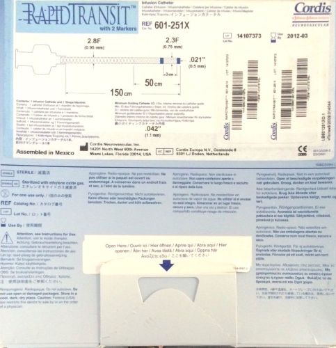 Cordis 601-251x codman rapid transit infusion cath 0.021&#034; x 150cm for sale