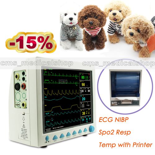 Vet Veterinary 6 parameter  Patient Monitor ECG NIBP Spo2 Resp Temp with Printer