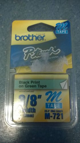 Brother m-721 3/8 in. black on green p-touch tape brand new for sale
