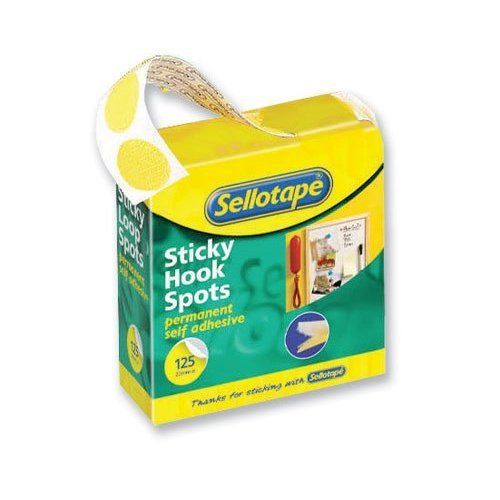New , Sellotape Sticky Hook Spots in Handy Dispenser of 125 Spots Diameter 22mm