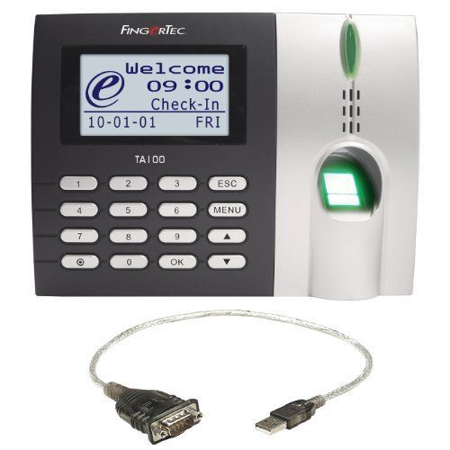 Fingertec ta100/ta102 fingerprint time clock w/serial-usb adapter cable for sale
