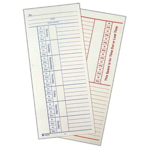 500 x 2 =1000 2 Sided Time Cards Sheets Employee Punch Payroll Amano Clock Adams