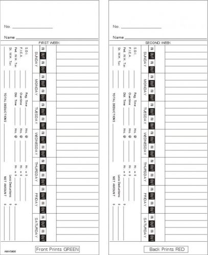 Time card acroprint 125 bi-weekly double sided timecard ama5400 box of 1000 for sale