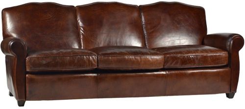 AWESOME  VINTAGE STYLE CIGAR LEATHER TRADITIONAL SOFA/COUCH,83&#039;&#039;WIDE.