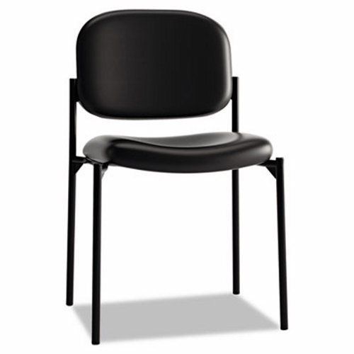 Basyx VL606 Stacking Armless Guest Chair, Black Leather (BSXVL606SB11)