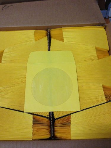 Uline cd dvd games envelopes/sleeves 1,000 yellow paper with wimdow 5&#034;x5&#034; new for sale